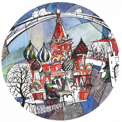 тарелка сувенирная собор василия блаженного. вечер в Таганроге