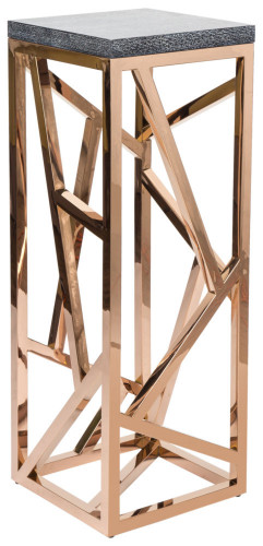 консоль geometric высокая 40x40x110 золото, серая столешница в Таганроге
