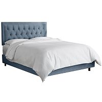 кровать двуспальная 160х200 голубая с каретной стяжкой alix steel blue в Таганроге