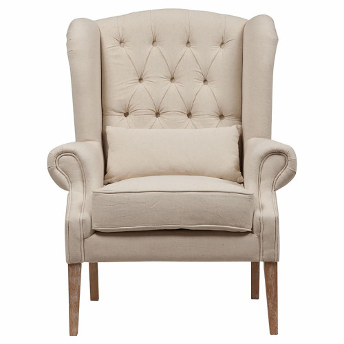 кресло wing back armchair белый лен в Таганроге