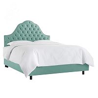 кровать двуспальная 160х200 голубая с каретной стяжкой alina tufted seafoam в Таганроге