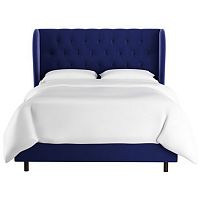 кровать двуспальная 180х200 синяя с каретной стяжкой reed wingback blue velvet в Таганроге