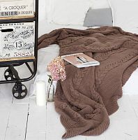 комплект плед с косами (180*220) и 2 наволочки (50*50) св. кофейный в Таганроге