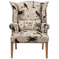 кресло мягкое с ушами quinn tufted armchair бежевое с рисунком в Таганроге