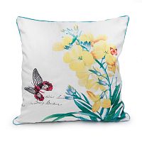 декоративная подушка белая с желтым цветком botanical style в Таганроге