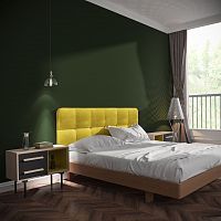 кровать двуспальная с мягким изголовьем 180x200 желтая tube в Таганроге