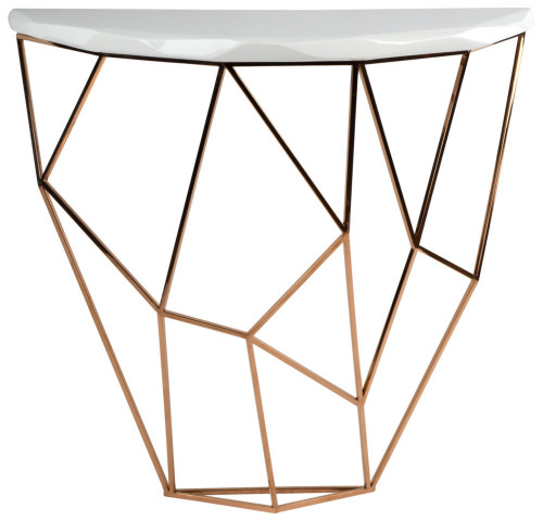 консоль geometric 100x38x90 золото, белая столешница в Таганроге
