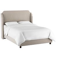 кровать двуспальная с мягкой спинкой 180х200 серая aurora wingback light gray в Таганроге