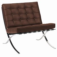 кресло barcelona chair экокожа коричневое в Таганроге